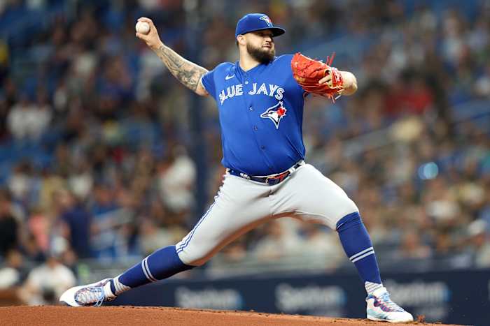 Alek Manoah is the ace of the Toronto pitching staff. He was 16-7 a year ago.. (USA TODAY Sports)